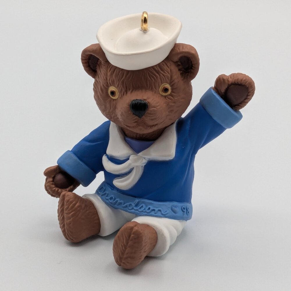 Hallmark Keepsake Grandson 1998, Bear in Sailor Suit Vintage Christmas Ornament